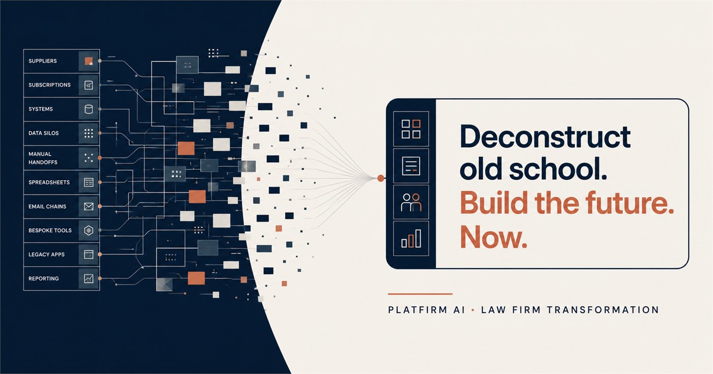 Old law-firm complexity deconstructed into one integrated operating system.